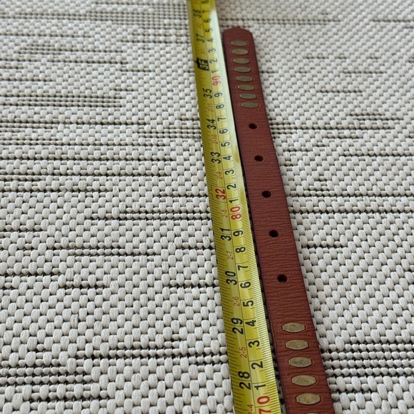 Fossil Women's Brown Leather Brass Tone Studded Belt. Size Small - Picture 8 of 8